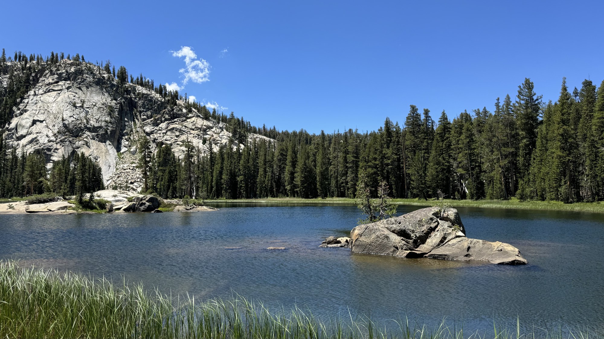 Boulder island in a Ten Lakes basin lake